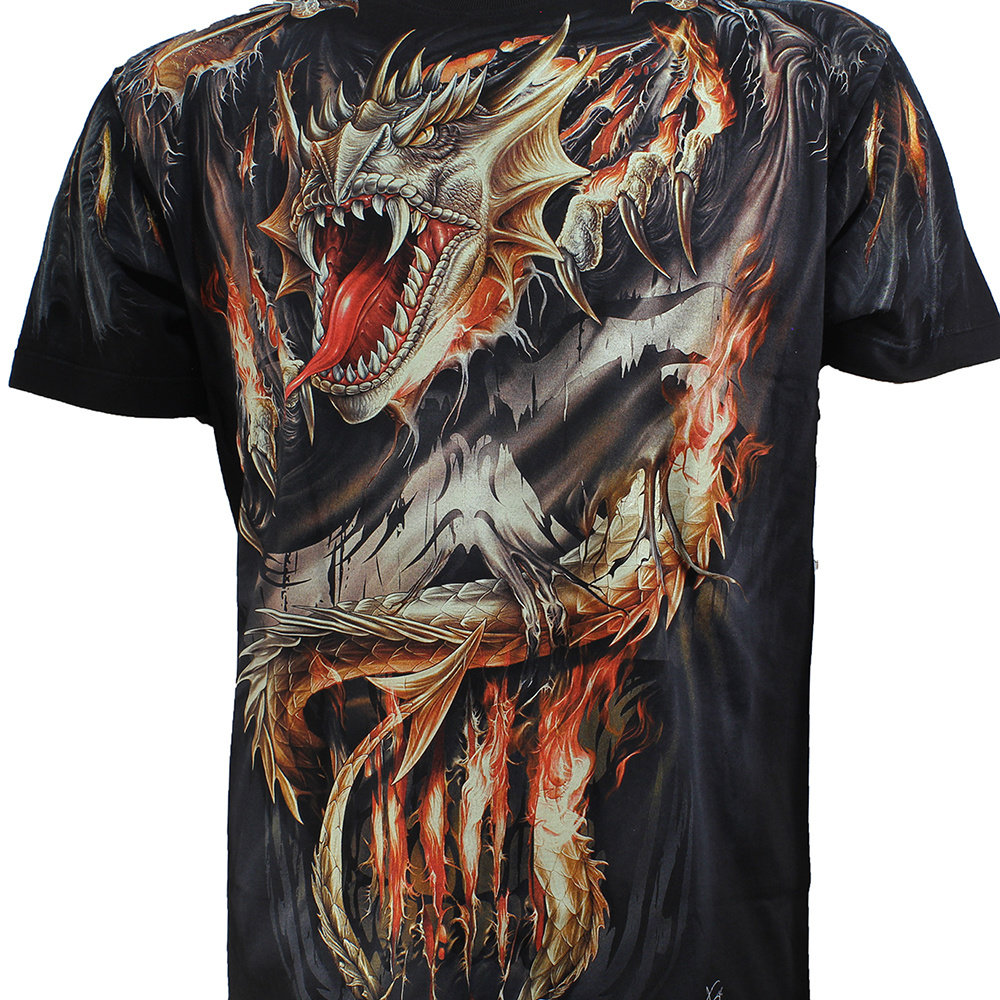 Rock Eagle / Biker T-Shirts Biker Fire Dragon T-Shirt Black - High Quality Rock Eagle / Biker T-Shirts Biker Fire Dragon T-Shirt Black - High Quality