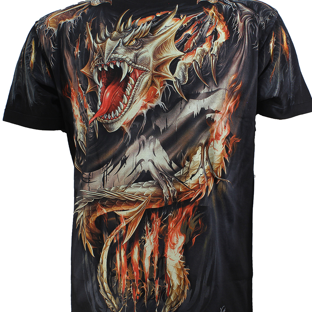 Biker Fire Dragon T Shirt Black Popmerch Com