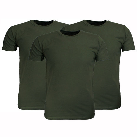 Basics Fruit Of The Loom Plain Cotton T-Shirts 3-Pack Olive Green