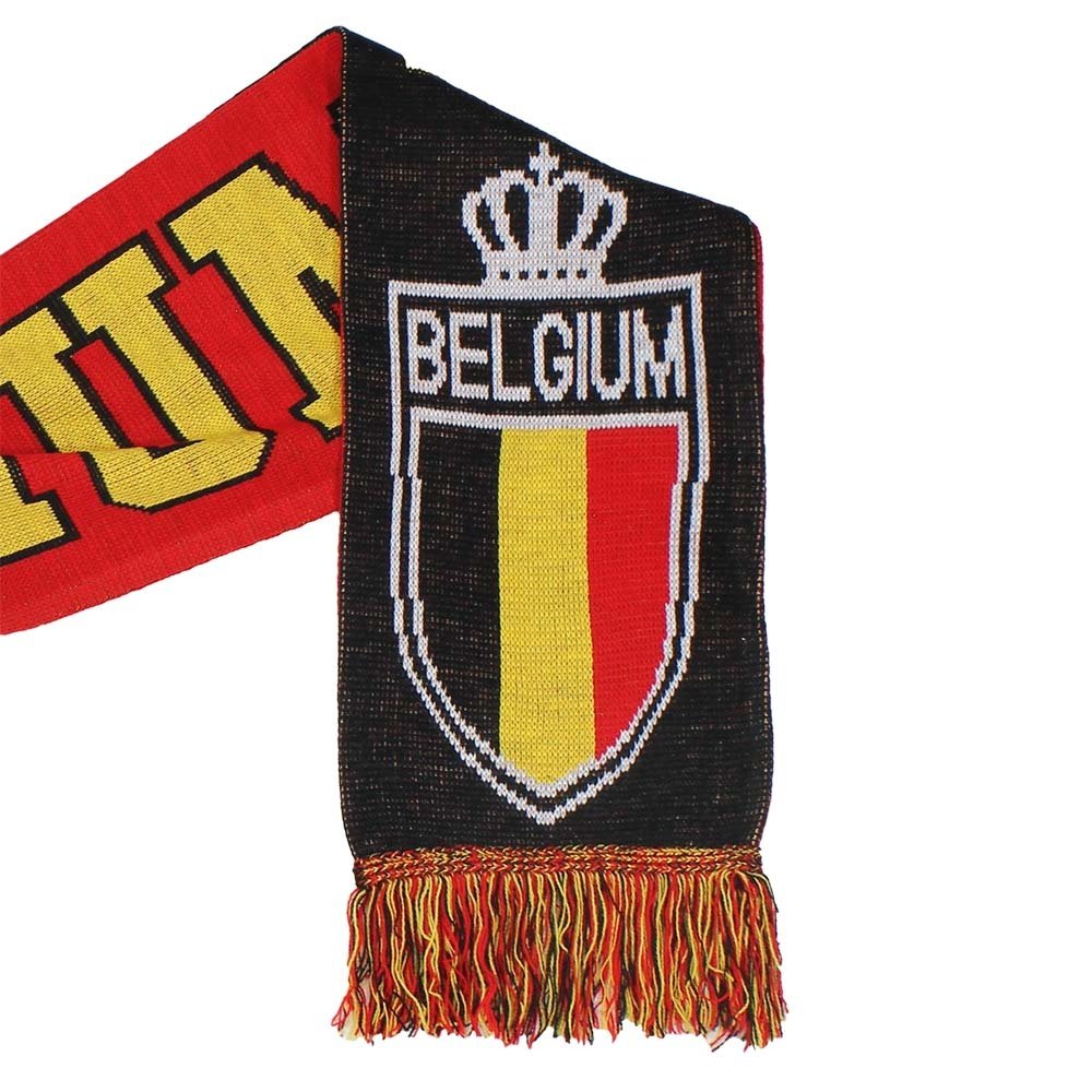 Fun & Fashion Belgium Flag and Crest Knitted Scarf - Original Design Fun & Fashion Belgium Flag and Crest Knitted Scarf - Original Design