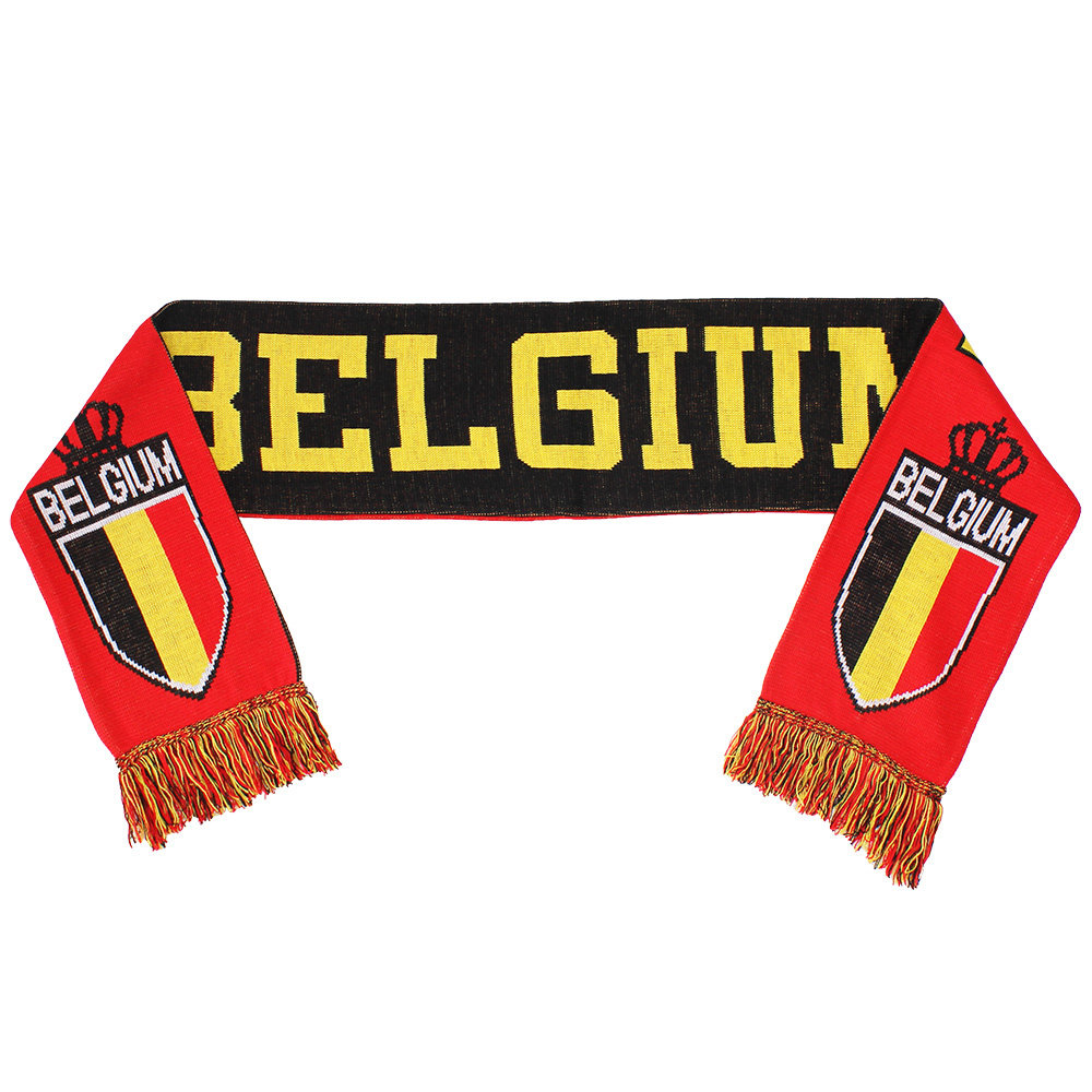 Fun & Fashion Gestrickter Schal mit belgischer Flagge und Wappen – originelles Design Fun & Fashion Gestrickter Schal mit belgischer Flagge und Wappen – originelles Design