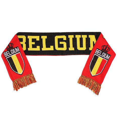 Fun & Fashion Gestrickter Schal mit belgischer Flagge und Wappen – originelles Design Fun & Fashion Gestrickter Schal mit belgischer Flagge und Wappen – originelles Design