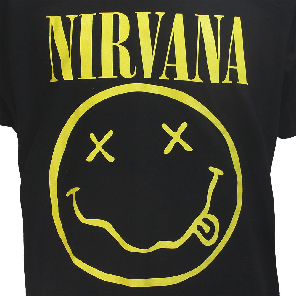 Band Merchandise Nirvana Yellow Smiley Band T-Shirt Zwart - Officiële Merchandise Band Merchandise Nirvana Yellow Smiley Band T-Shirt Zwart - Officiële Merchandise