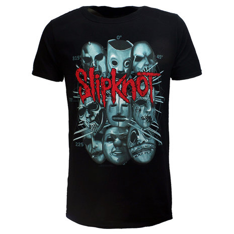 Band Merchandise Slipknot Masks Band T-Shirt Black - Official Merchandise