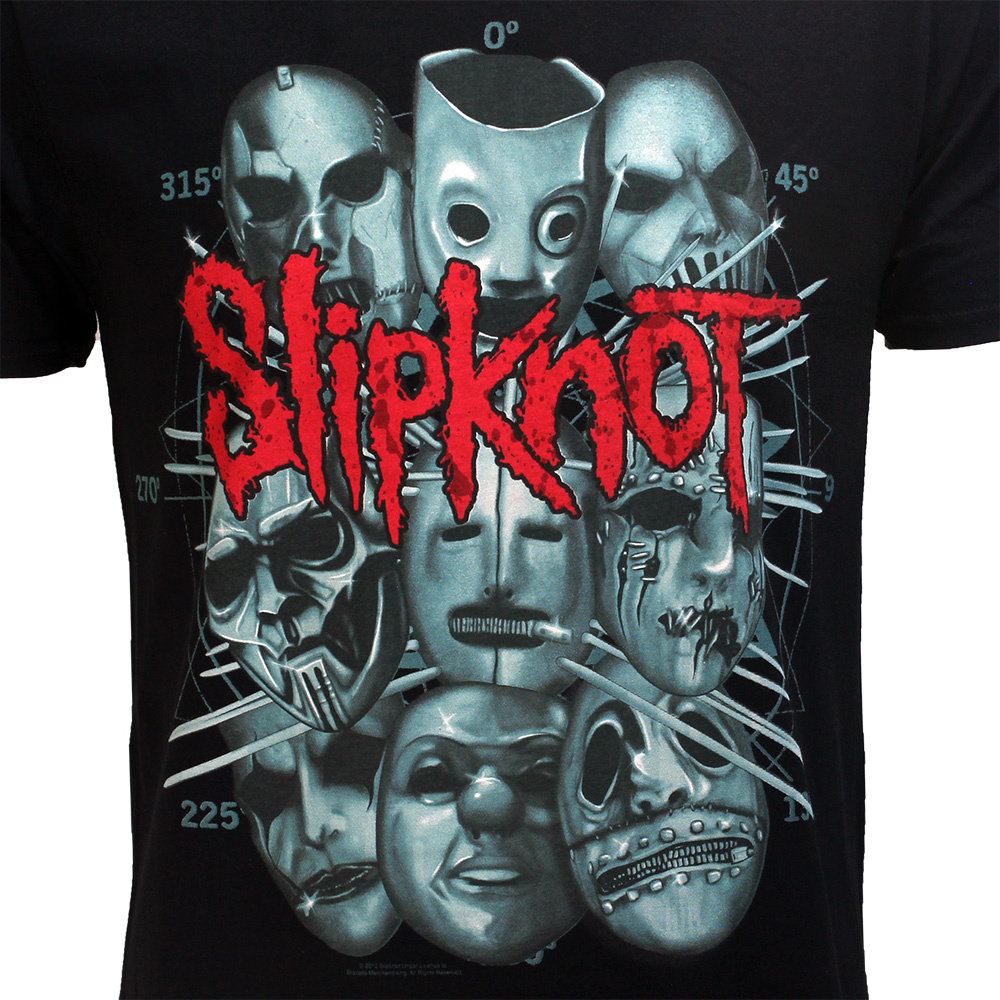 Band Merchandise Slipknot Masks Band T-Shirt Schwarz – Offizielles Merchandise Band Merchandise Slipknot Masks Band T-Shirt Schwarz – Offizielles Merchandise
