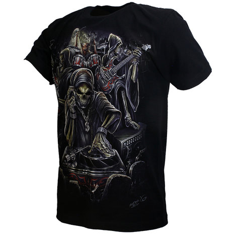 Biker Skull Skeleton Band Glow in the Dark T-Shirt - Origineel Design Biker Skull Skeleton Band Glow in the Dark T-Shirt - Origineel Design