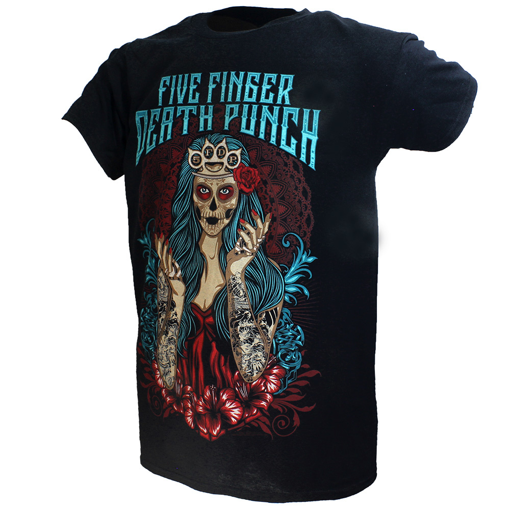 Five Finger Death Punch T Shirt Lady Muerta Band Logo Offiziell