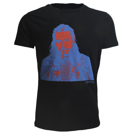 Band Merchandise Post Malone Stoney Red Blue Photo T-Shirt - Official Merchandise Band Merchandise Post Malone Stoney Red Blue Photo T-Shirt - Official Merchandise