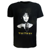 Band Merchandise Whitney Houston Schwarz-Weiß-Foto-T-Shirt Band Merchandise Whitney Houston Schwarz-Weiß-Foto-T-Shirt