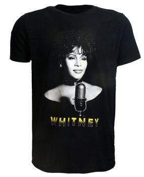 Band Merchandise Whitney Houston Schwarz-Weiß-Foto-T-Shirt Band Merchandise Whitney Houston Schwarz-Weiß-Foto-T-Shirt
