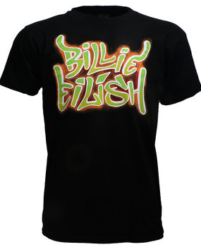 Band Merchandise Billie Eilish Neon Graffiti T-Shirt Band Merchandise Billie Eilish Neon Graffiti T-Shirt