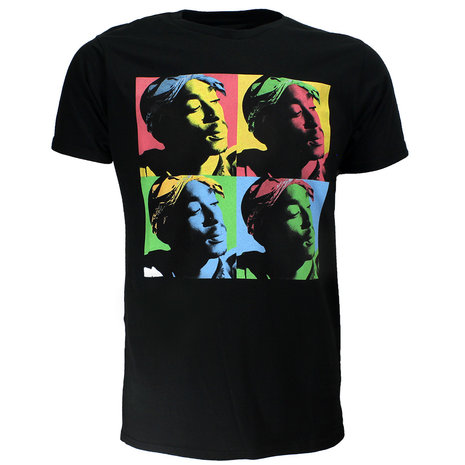 Band Merchandise Tupac 2PAC Pop-Art T-Shirt Zwart - Officiële Merchandise Band Merchandise Tupac 2PAC Pop-Art T-Shirt Zwart - Officiële Merchandise