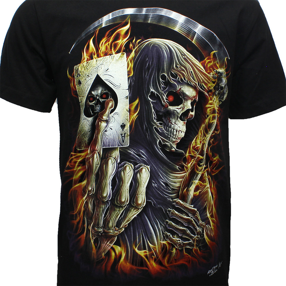 Grim Reaper Ace of Spades Glow in the Dark  T-Shirt - Origineel Design Grim Reaper Ace of Spades Glow in the Dark  T-Shirt - Origineel Design
