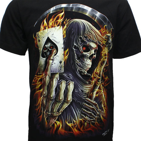 Grim Reaper Ace of Spades Glow in the Dark  T-Shirt - Origineel Design Grim Reaper Ace of Spades Glow in the Dark  T-Shirt - Origineel Design