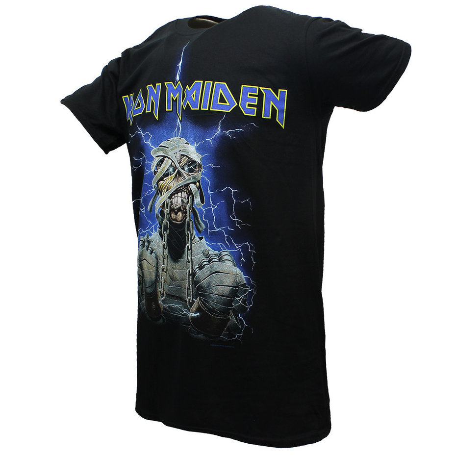 Official Powerslave Mummy Band Logo Black T-shirt Iron Maiden Powerslave T- Shirt - Official Mummy Band Logo Tee In Black Official Powerslave Mummy  Logo Black T-shirt, image size:930x930