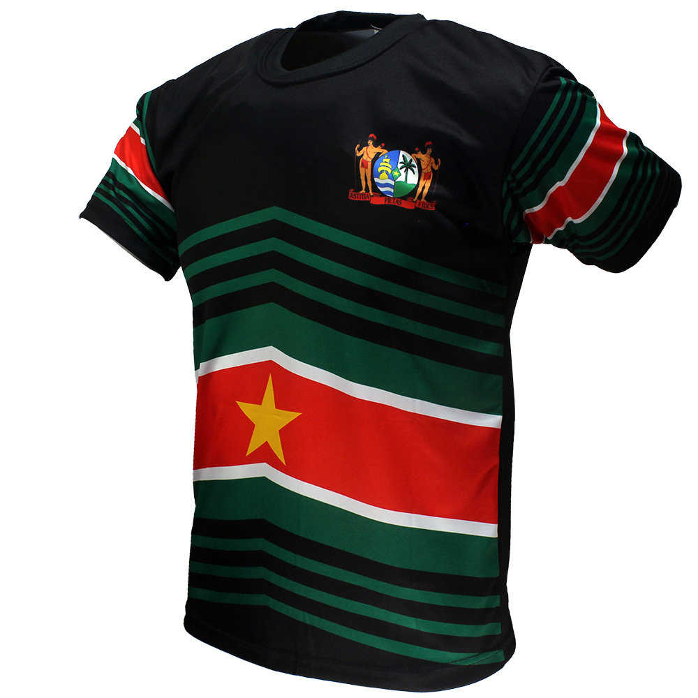 Suriname Suriname Techno Style Voetbal Tenue Set T-Shirt + Broek Zwart / Groen Suriname Suriname Techno Style Voetbal Tenue Set T-Shirt + Broek Zwart / Groen