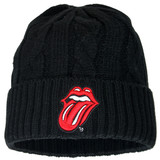 Band Merchandise Die Rolling Stones Tongue and Lips Logo Zopfstrickmütze Schwarz Band Merchandise Die Rolling Stones Tongue and Lips Logo Zopfstrickmütze Schwarz