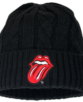 Band Merchandise Die Rolling Stones Tongue and Lips Logo Zopfstrickmütze Schwarz Band Merchandise Die Rolling Stones Tongue and Lips Logo Zopfstrickmütze Schwarz