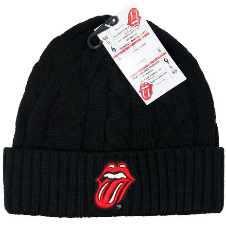 Band Merchandise Die Rolling Stones Beanie-Mütze mit Zopfmuster und Logo – offizielles Merchandise Band Merchandise Die Rolling Stones Beanie-Mütze mit Zopfmuster und Logo – offizielles Merchandise