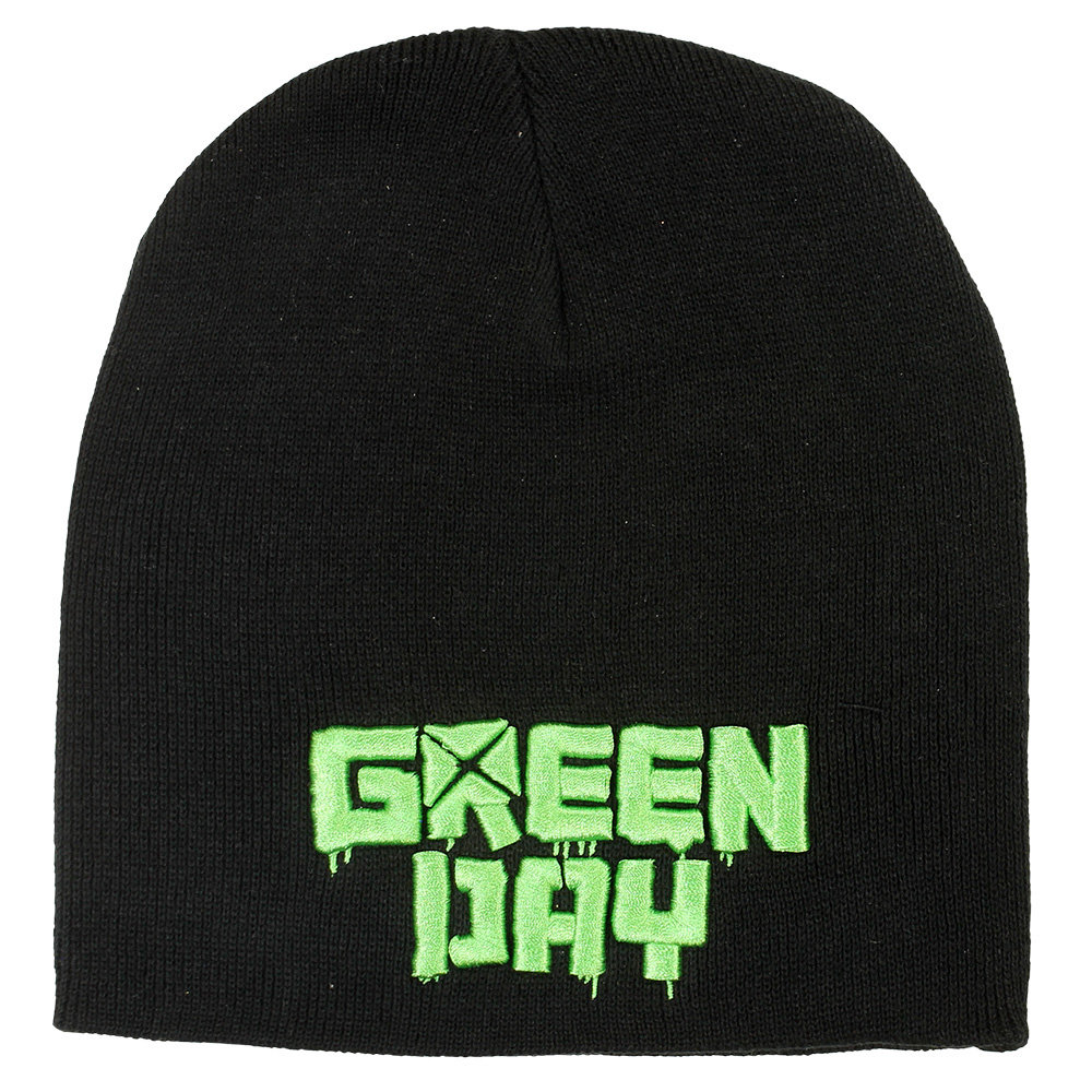 Band Merchandise Green Day Band Logo Beanie Hat Black - Official Merchandise Band Merchandise Green Day Band Logo Beanie Hat Black - Official Merchandise