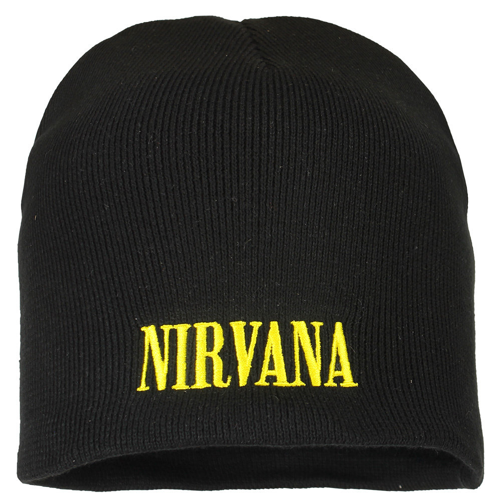 Band Merchandise Nirvana Smiley Band Logo Beanie Muts Zwart - Officiële Merchandise Band Merchandise Nirvana Smiley Band Logo Beanie Muts Zwart - Officiële Merchandise