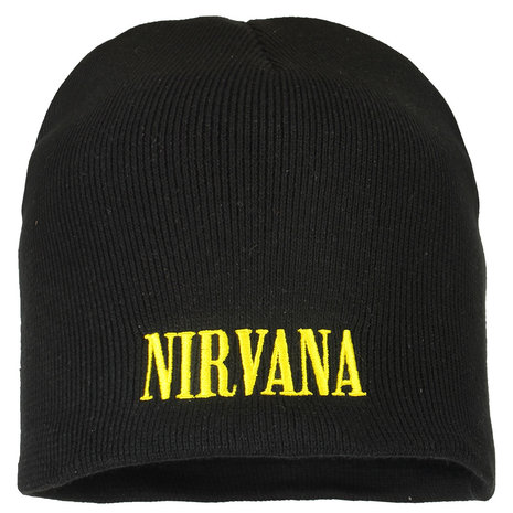 Band Merchandise Nirvana Smiley Band Logo Beanie Hat Black - Official Merchandise Band Merchandise Nirvana Smiley Band Logo Beanie Hat Black - Official Merchandise