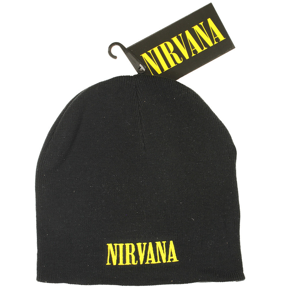 Band Merchandise Nirvana Smiley Band Logo Beanie Muts Zwart - Officiële Merchandise Band Merchandise Nirvana Smiley Band Logo Beanie Muts Zwart - Officiële Merchandise