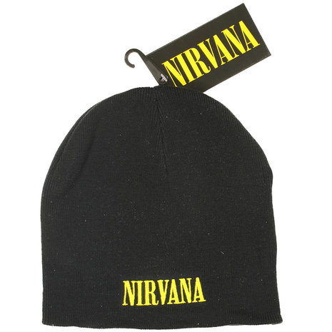 Band Merchandise Nirvana Smiley Band Logo Beanie Hat Black - Official Merchandise Band Merchandise Nirvana Smiley Band Logo Beanie Hat Black - Official Merchandise