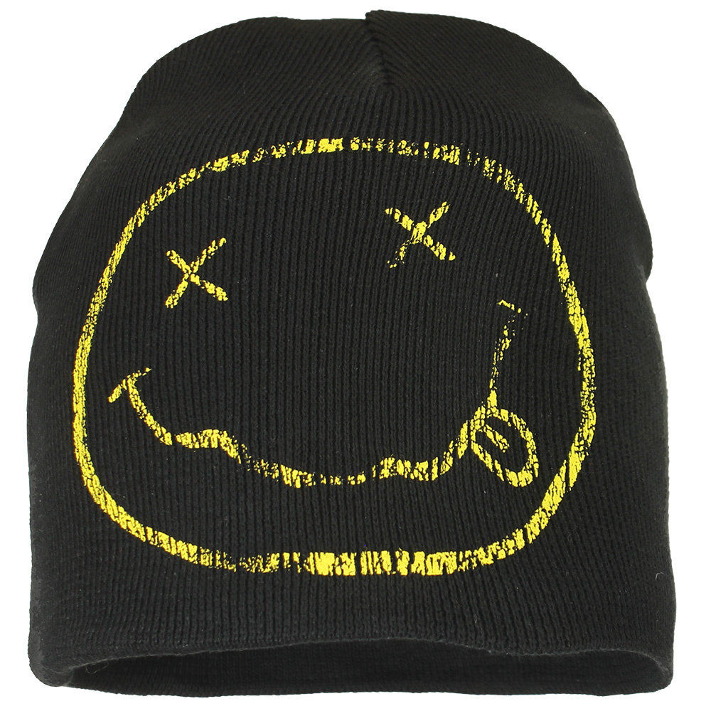 Band Merchandise Nirvana Smiley Band Logo Beanie Muts Zwart - Officiële Merchandise Band Merchandise Nirvana Smiley Band Logo Beanie Muts Zwart - Officiële Merchandise