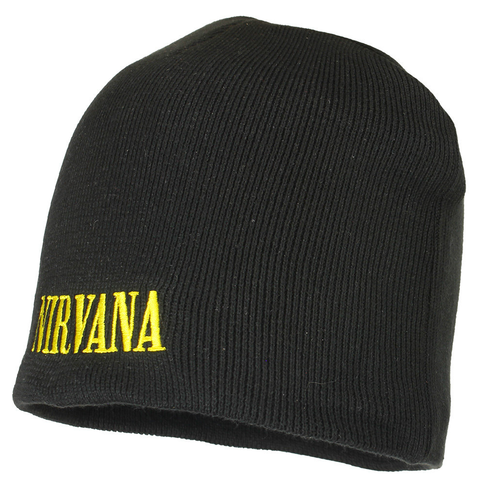Band Merchandise Nirvana Smiley Band Logo Beanie Hat Black - Official Merchandise Band Merchandise Nirvana Smiley Band Logo Beanie Hat Black - Official Merchandise