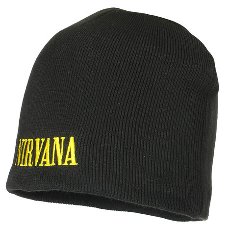 Band Merchandise Nirvana Smiley Band Logo Beanie Muts Zwart - Officiële Merchandise Band Merchandise Nirvana Smiley Band Logo Beanie Muts Zwart - Officiële Merchandise