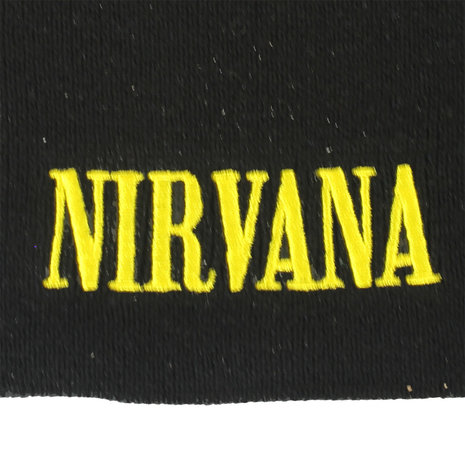 Band Merchandise Nirvana Smiley Band Logo Beanie Muts Zwart - Officiële Merchandise Band Merchandise Nirvana Smiley Band Logo Beanie Muts Zwart - Officiële Merchandise