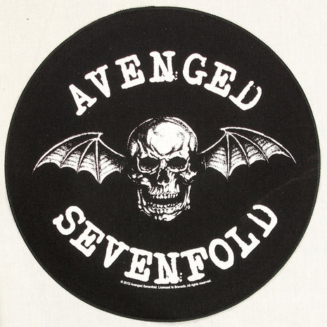 Band Merchandise Avenged Sevenfold  Death Bat Design Large Round Back Patch Black/White - Official Merchandise