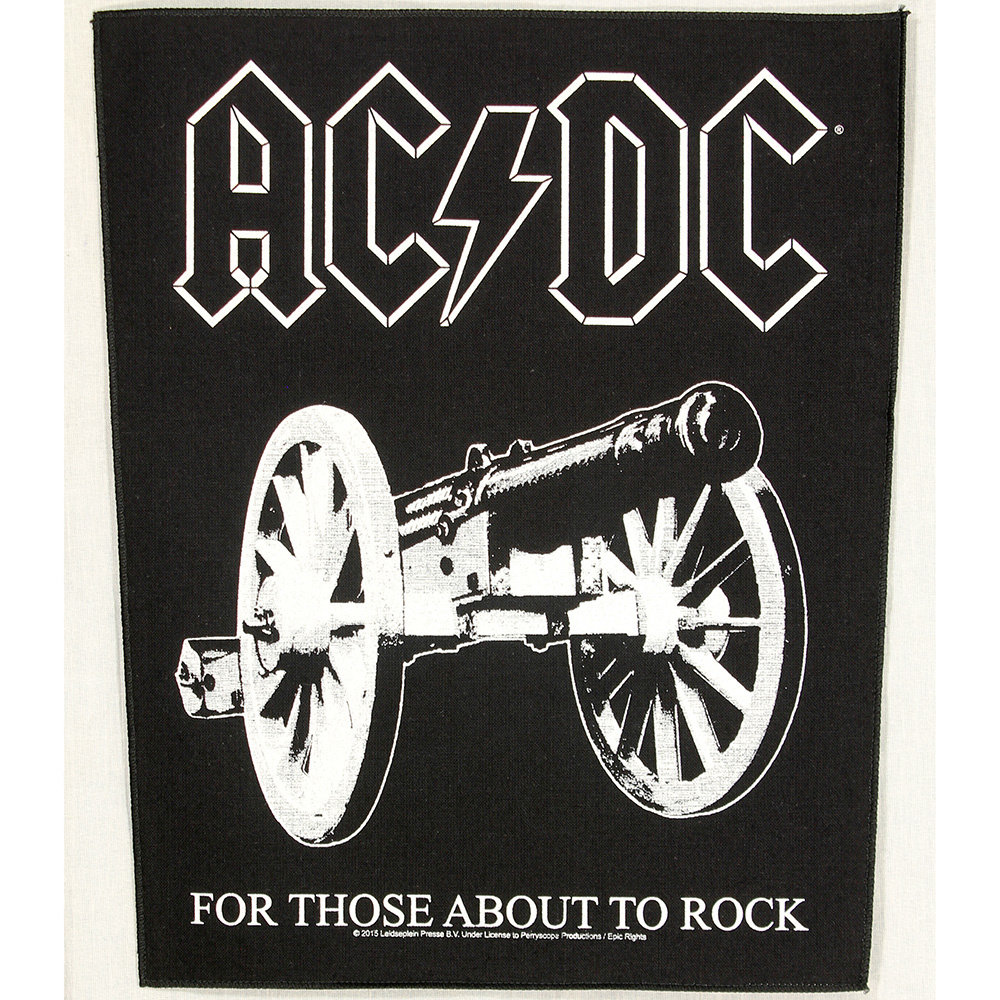 Band Merchandise AC/DC For Those About To Rock Design Large Backpatch Black/White - Official Merchandise Band Merchandise AC/DC For Those About To Rock Design Large Backpatch Black/White - Official Merchandise