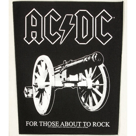 Band Merchandise AC/DC For Those About To Rock Design Large Backpatch Black/White - Official Merchandise Band Merchandise AC/DC For Those About To Rock Design Large Backpatch Black/White - Official Merchandise