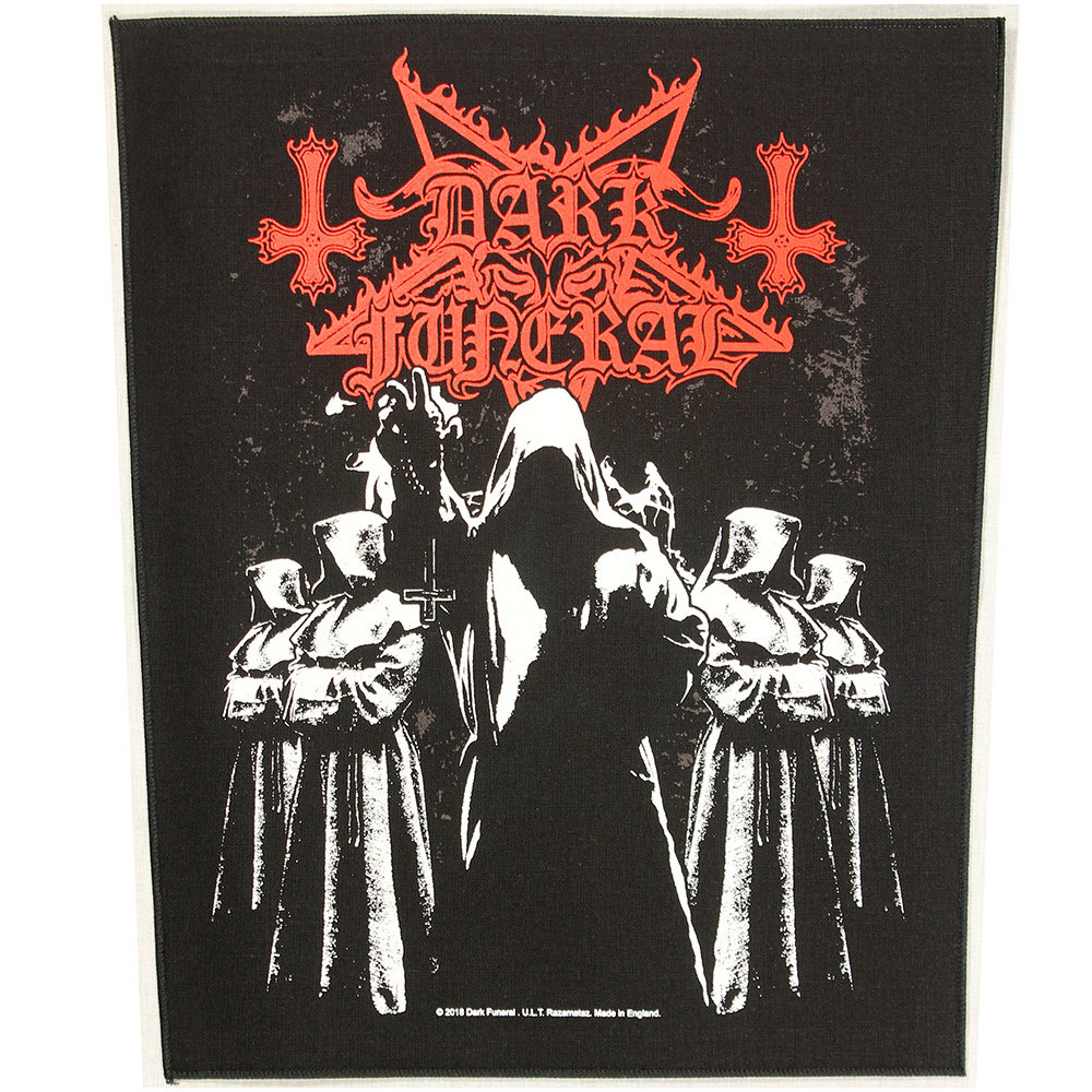 Band Merchandise Dark Funeral Shadow Monks Motief Grote Rugpatch Zwart/Wit/Rood- Officiële Merchandise Band Merchandise Dark Funeral Shadow Monks Motief Grote Rugpatch Zwart/Wit/Rood- Officiële Merchandise
