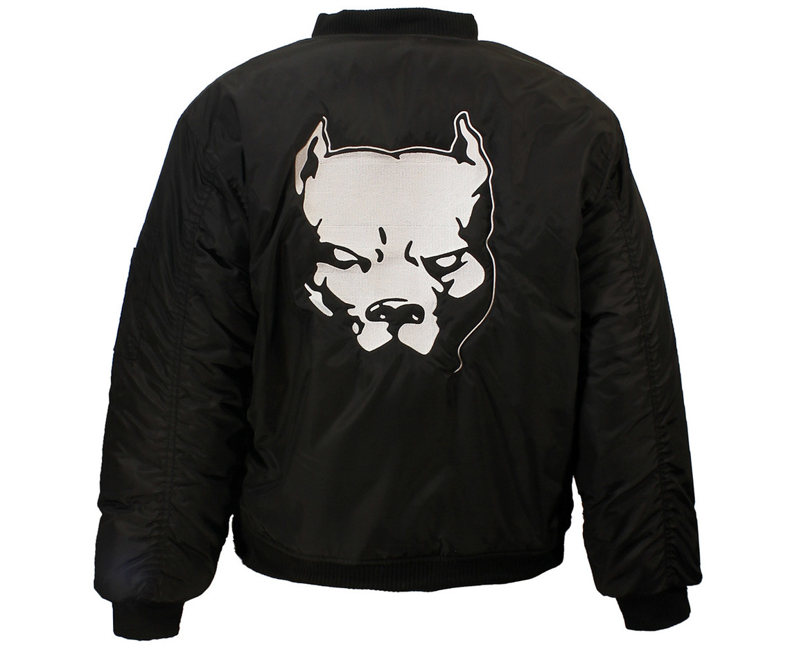 Pitbull Embroidered Logo Bomberjack Style Jacket Black/White/Orange