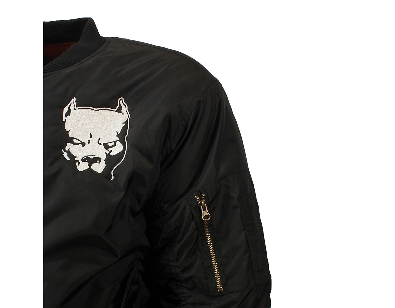 Pitbull Embroidered Logo Bomberjack Style Jacket Black/White/Orange