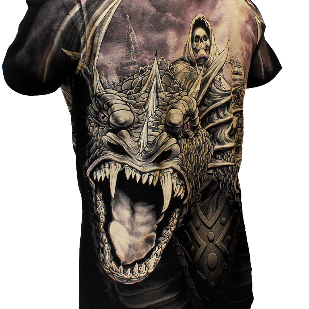 Rock Eagle / Biker T-Shirts Rock Eagle Biker The Serpent Double Headed Dragon T-Shirt Zwart/Paars - Officially Licensed Rock Eagle / Biker T-Shirts Rock Eagle Biker The Serpent Double Headed Dragon T-Shirt Zwart/Paars - Officially Licensed