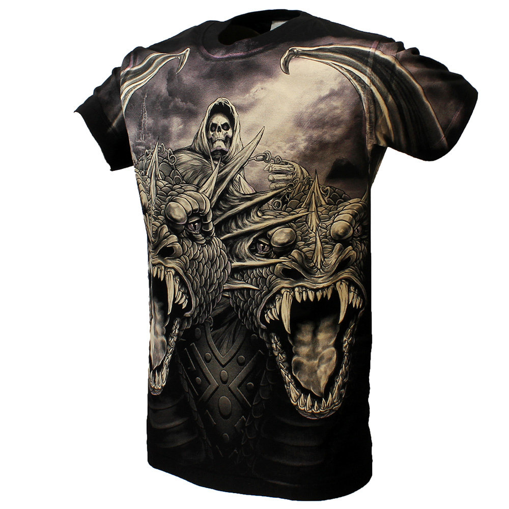 Rock Eagle Biker The Serpent Double Headed Dragon T-Shirt Zwart/Paars - Officially Licensed Rock Eagle Biker The Serpent Double Headed Dragon T-Shirt Zwart/Paars - Officially Licensed