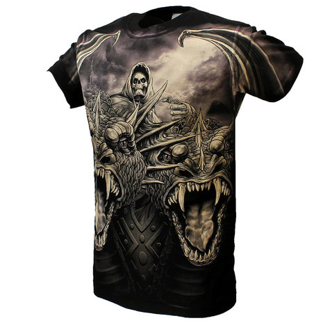 Rock Eagle Biker The Serpent Double Headed Dragon T-Shirt Zwart/Paars - Officially Licensed Rock Eagle Biker The Serpent Double Headed Dragon T-Shirt Zwart/Paars - Officially Licensed