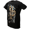 Rock Eagle / Biker T-Shirts Grim Reaper Tribal Middelvinger T-Shirt Zwart / Grijs Rock Eagle / Biker T-Shirts Grim Reaper Tribal Middelvinger T-Shirt Zwart / Grijs
