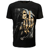 Rock Eagle / Biker T-Shirts Grim Reaper Tribal Middelvinger T-Shirt Zwart / Grijs Rock Eagle / Biker T-Shirts Grim Reaper Tribal Middelvinger T-Shirt Zwart / Grijs