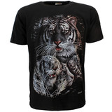 Weißes Sibirische Bengal-Tiger bei Nacht T-Shirt Schwarz