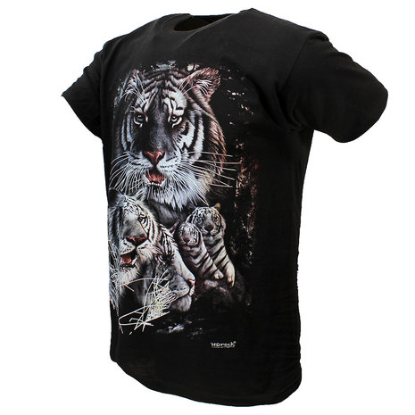 Weißes Sibirische Bengal-Tiger bei Nacht T-Shirt Schwarz Weißes Sibirische Bengal-Tiger bei Nacht T-Shirt Schwarz