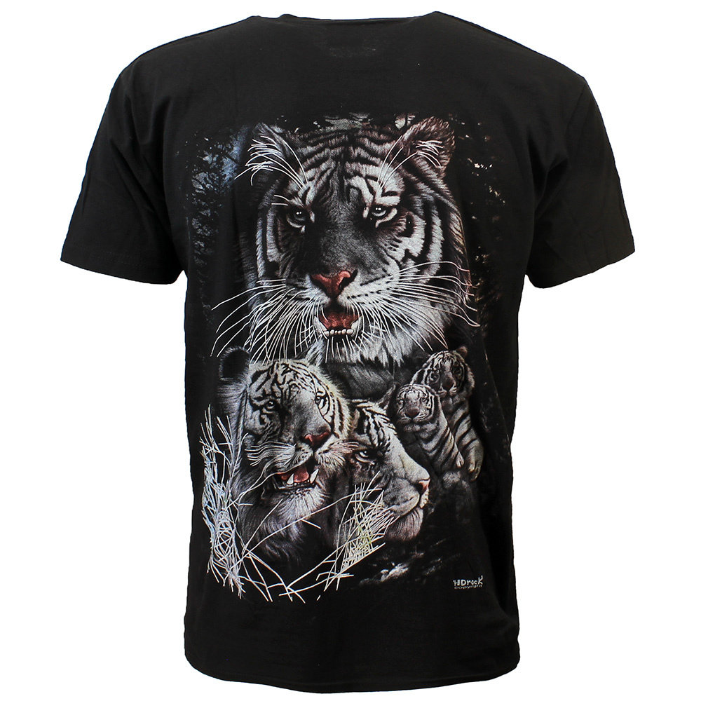 Witte Siberische Bengaalse Tijgers in de Nacht T-Shirt Zwart Witte Siberische Bengaalse Tijgers in de Nacht T-Shirt Zwart