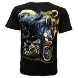 Wolf Eagle und Motorrad in der Nacht T-Shirt Schwarz Wolf Eagle und Motorrad in der Nacht T-Shirt Schwarz