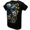 Rock Eagle / Biker T-Shirts Wolf Eagle und Motorrad in der Nacht T-Shirt Schwarz Rock Eagle / Biker T-Shirts Wolf Eagle und Motorrad in der Nacht T-Shirt Schwarz