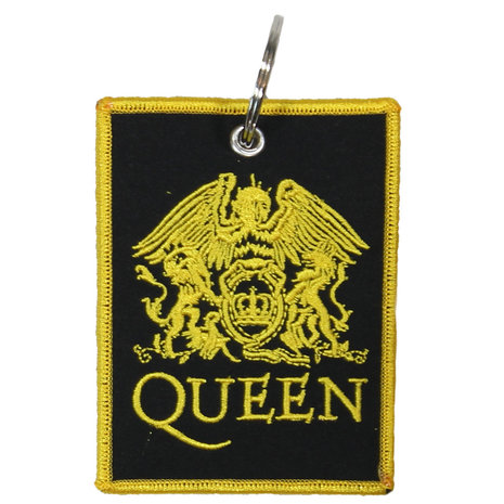 Band Merchandise Queen Two Sided Patch Classic Crest Logo Schlüsselanhänger Schwarz/Gold – Offizielles Merchandise Band Merchandise Queen Two Sided Patch Classic Crest Logo Schlüsselanhänger Schwarz/Gold – Offizielles Merchandise