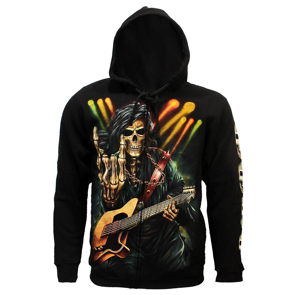 Rock Eagle Glow In The Dark Rock Hand Skeleton Zipper Hoodie Black - Official Merchandise Rock Eagle Glow In The Dark Rock Hand Skeleton Zipper Hoodie Black - Official Merchandise